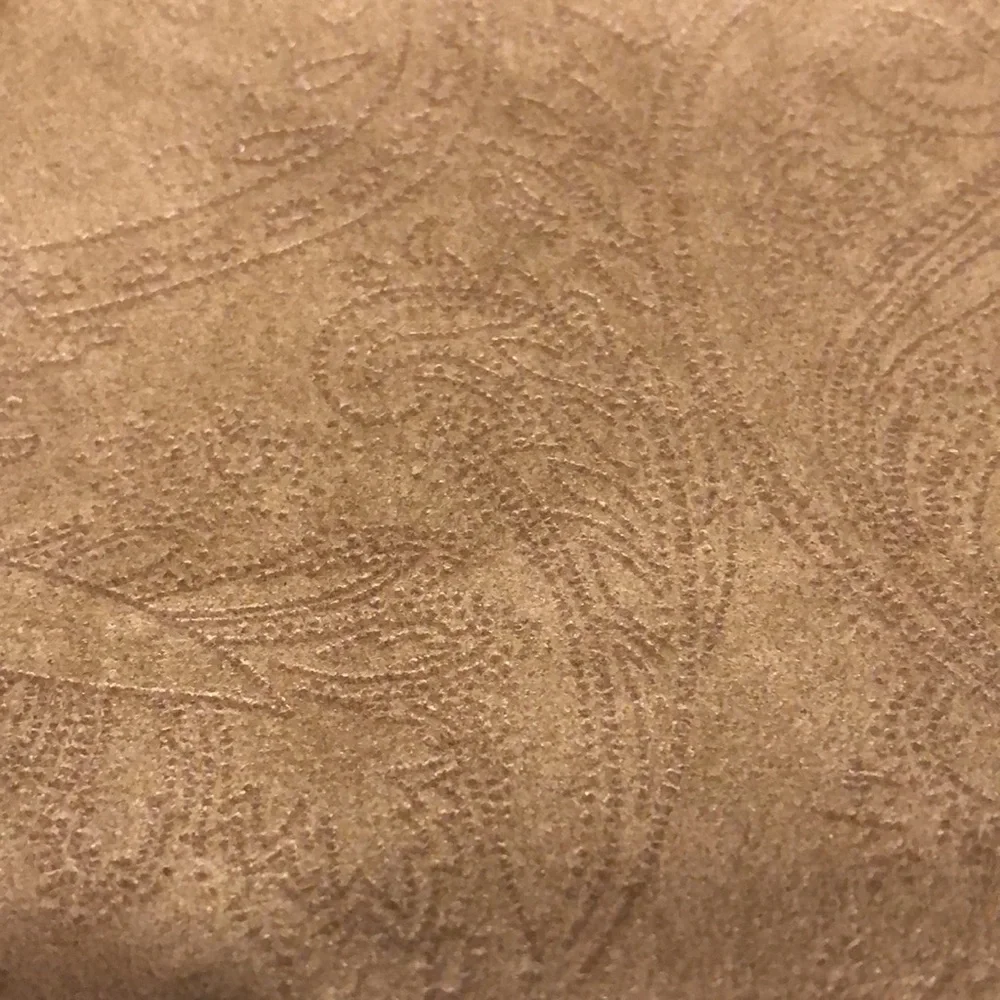 CHICO’S FAUX SUEDE AND FUR ZIP FRONT PAISLEY VEST TAN AND BROWN SIZE 2 MEDIUM